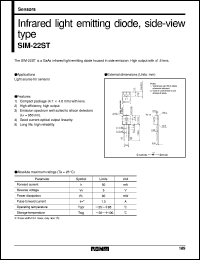 SIM-22ST datasheet: Infrared light emitting diode, side view type SIM-22ST