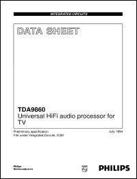 TDA9860/V2 datasheet: Universal HiFi audio processor for TV TDA9860/V2
