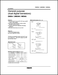 EMD6 datasheet: Dual digital PNP/NPN transistor, general purpose EMD6