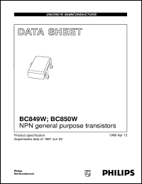 BC849BW datasheet: NPN general purpose transistors BC849BW