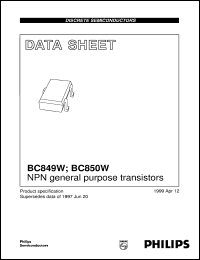 BC850W datasheet: NPN general purpose transistors BC850W