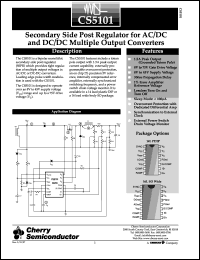 CS5101EDW16 datasheet: Secondary side post regulator for AC/DC and DC/DC multiple output converters CS5101EDW16