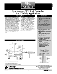 CS51312GDR16 datasheet: Synchronous SPU buck controller for 12V only applications CS51312GDR16