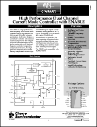 CS5651GDWR16 datasheet: High performance dual channel current mode controller with enable CS5651GDWR16