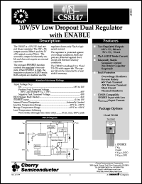 CS8147YT5 datasheet: 10V/5V low dropout dual regulator with enable CS8147YT5
