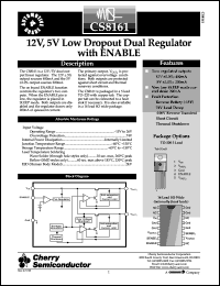 CS8161YTHA5 datasheet: 12V,5V low dropout dual regulator with enable CS8161YTHA5