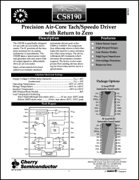 CS8190EDWFR20 datasheet: Precision air-core tach/speedo driver with return to zero CS8190EDWFR20