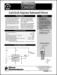 CS452GTVA5 datasheet: 2.4A/4.4A injector solenoid driver CS452GTVA5