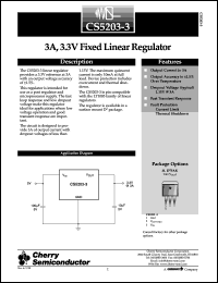 CS5203-3GDPR3 datasheet: 3A,3.3V adjustable linear regulator CS5203-3GDPR3