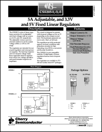 CS5205-1GT3 datasheet: 5A adjustable and 3.3V and 5V fixed linear regulators CS5205-1GT3