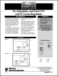 CS5206-1GT3 datasheet: 5A adjustable and fixed 3.3V and 5V linear regulators CS5206-1GT3