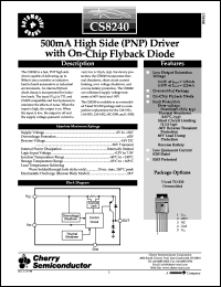 CS8240YTFVA5 datasheet: 500mA high side (PMP) driver with on-chip flyback diode CS8240YTFVA5