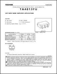 TA4013FU datasheet: UHF wide band amplifier applications TA4013FU