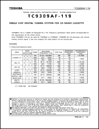 TC9309AF-119 datasheet: Single chip digital tuning system for car CD radio cassette TC9309AF-119