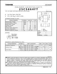 2SC5464FT datasheet: Silicon NPN epitaxial planar type transistor for VHF-UHF band low noise amplifier applications 2SC5464FT