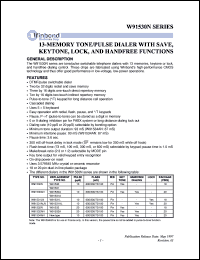 W91530N datasheet: 13-memory tone/pulse dialer with save, keytone and handfree functions W91530N