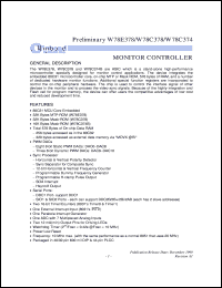 W78E378 datasheet: Monitor controller W78E378