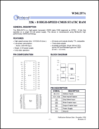 W24L257AQ-15 datasheet: 32K*8 high speed, low power CMOS static RAM W24L257AQ-15