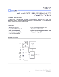 W25P240AF-6 datasheet: 64K*32 high speed, low power synchronous-burst pipelined CMOS static RAM W25P240AF-6