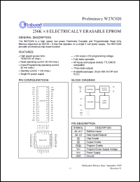 W27C020-70 datasheet: 256K*8 bits high speed, low power electrically erasable EPROM W27C020-70