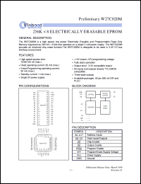 W27C020M-12 datasheet: 256K*8 bits high speed, low power electrically erasable EPROM W27C020M-12