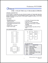 W27C020M-90 datasheet: 256K*8 bits high speed, low power electrically erasable EPROM W27C020M-90