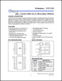 W27C520S-70 datasheet: 64K*8 bits high speed, low power electrically erasable EPROM W27C520S-70