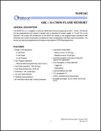 W49F102Q40 datasheet: 64K*16 CMOS flash memory W49F102Q40