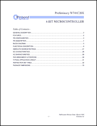 W741C202 datasheet: High perfomance 4-bit microcontroller W741C202