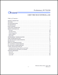 W77LE58-25 datasheet: 8-bit microcontroller W77LE58-25