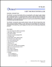 W78L801P-24 datasheet: 8-bit microcontroller W78L801P-24