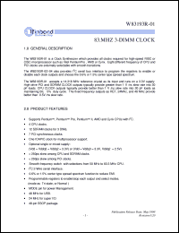 W83193R-01 datasheet: 83MHz 3-DIMM clock synthesizer W83193R-01