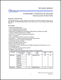 W91442N datasheet: 10-memory tone/pulse dialer with save function W91442N