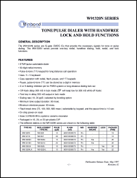 W91320N datasheet: Tone/pulse dialer with handfree lock and hold functions W91320N