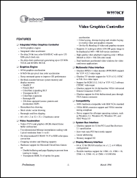W9970CF datasheet: Video graphics controller W9970CF