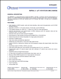 W9925PF datasheet: MPEG-1 A/V system decoder W9925PF