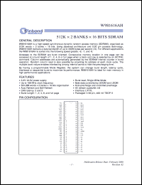 W981616AH datasheet: 512K*16bit*2 banks SDRAM W981616AH