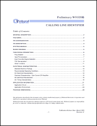 W91030B datasheet: Calling line identifier W91030B