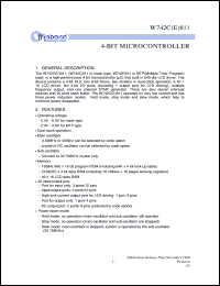 W742C811 datasheet: 4-bit microcontroller W742C811