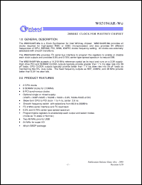 W83194AR-We datasheet: 200 MHz clock for whitney chipset W83194AR-We