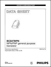 BC847BPN datasheet: NPN/PNP general purpose transistor BC847BPN