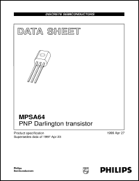 MPSA64 datasheet: PNP Darlington transistor MPSA64