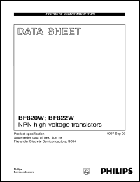 BF820W datasheet: NPN high-voltage transistors BF820W