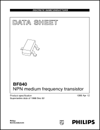 BF840 datasheet: NPN medium frequency transistor BF840