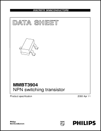 MMBT3904 datasheet: NPN switching transistor MMBT3904