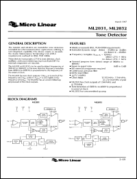 ML2031CP datasheet: Tone detector ML2031CP