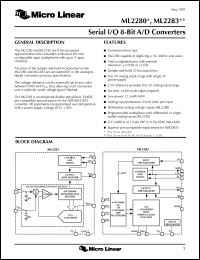 ML2280CCP datasheet: serial i/o 8 bit A/D converters ML2280CCP