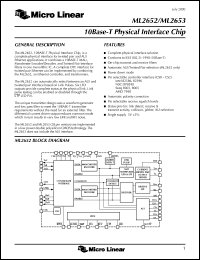 ML2652CQ datasheet: 10 base-T physical interface chip ML2652CQ