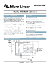 ML2712CH datasheet: 2.4 GHz RF transceiver ML2712CH