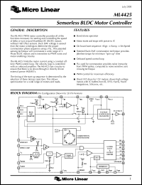 ML4425CP datasheet: Sensorless BLDC motor controller ML4425CP